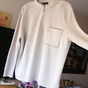 Monari Long Sleeve lurex Shimmering Sweater with Zipper Size L